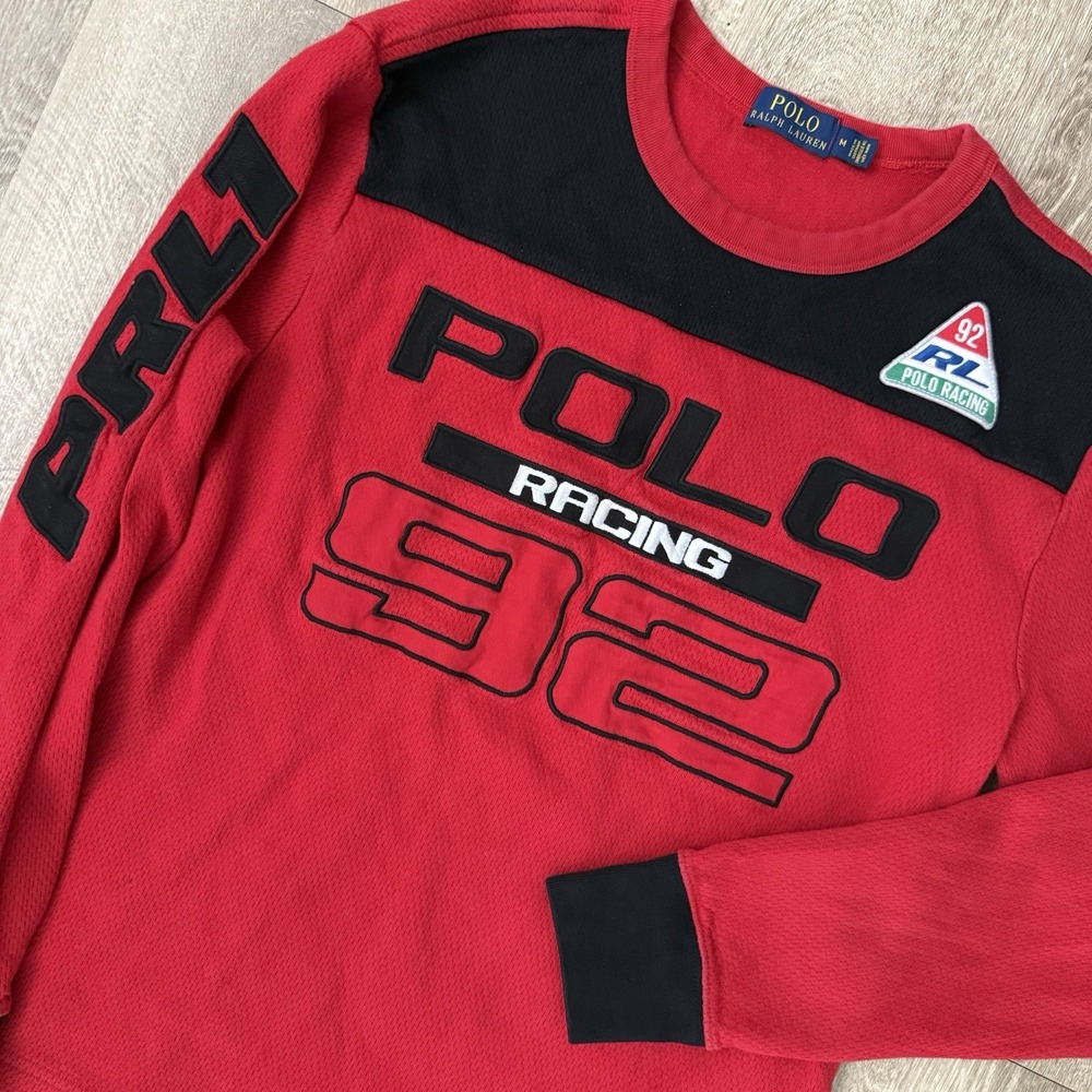 Polo Ralph Lauren Alpine Racing 92 PRL1 Red Black Men's Long Sleeve Shirt